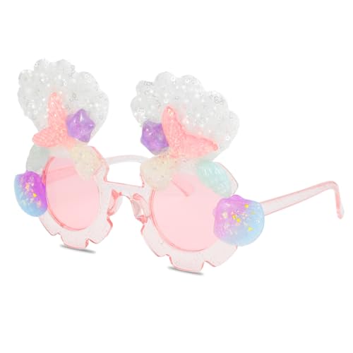 Sonnenbrille Kinder Meerjungfrau Muscheln Mädchen, Niedliche Rosa Blumen Kids Sunglasses für Sommergeburtstagsparty Alter 3-12 von Beipegin
