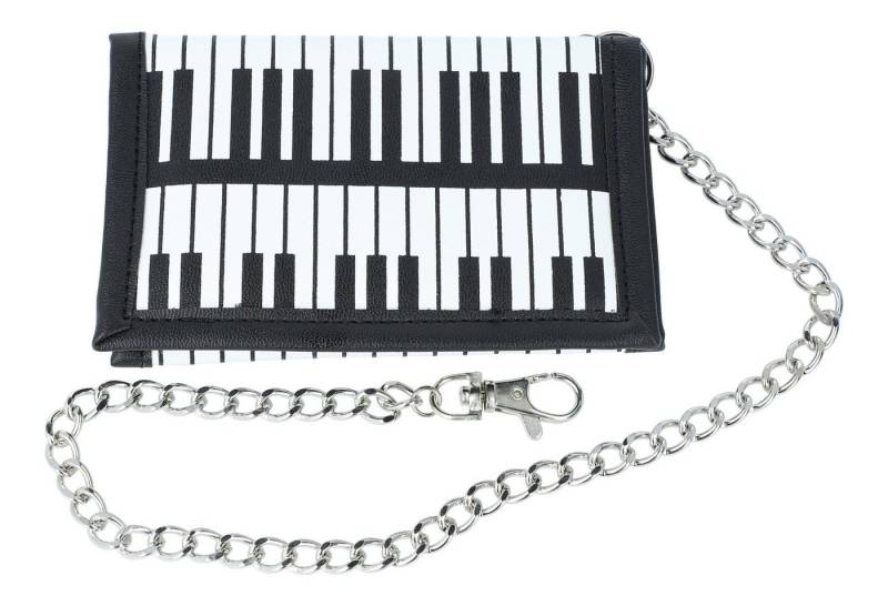 Musikboutique Geldbörse, schwarze Geldbörse weiße, mit Kette, Keyboard von Musikboutique