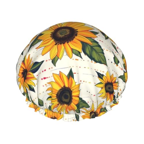Duschhaube mit Sonnenblumenmuster, doppelschichtig, gefüttert, Duschhauben für Damen, wiederverwendbar Duschhaube mit Sonnenblumenmuster, doppelschichtig, gefüttert, Duschhauben für Damen, wiederverwendbar von Beivgoxl