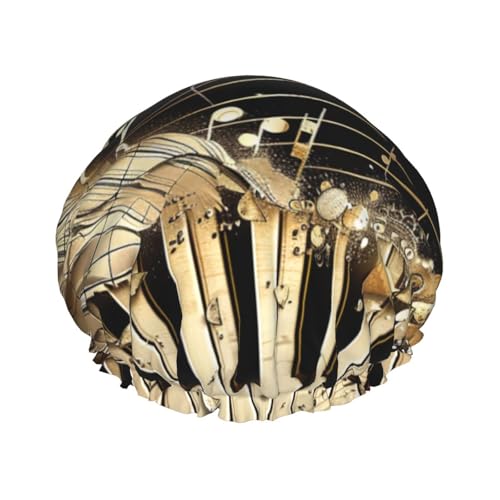 Novel Music Note Printed Double Layer Lined Shower Cap,Shower Caps For Women Reusable von Beivgoxl