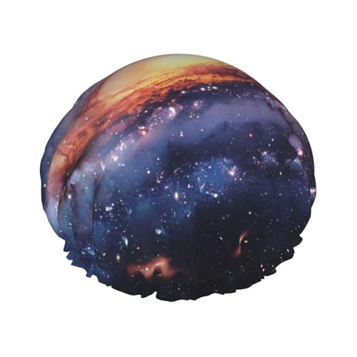 Universe Galaxy Outer Space Printed Double Layer Lined Shower Cap,Shower Caps For Women Reusable von Beivgoxl