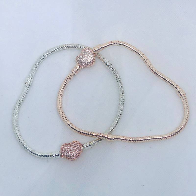 Braut Bettelarmband Silber Oder Rosegold, Kristall Herz Verschluss von BejewelledBridal