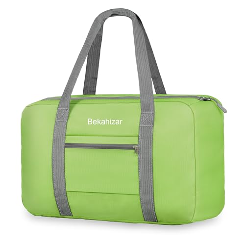 Bekahizar Handgepäck Tasche für Easyjet Flugzeug 45x36x20cm Klein Reisetasche 25L Faltbare Weekender Sporttasche Carry on Cabin Bag für Damen Herren (apfelgrün) von Bekahizar