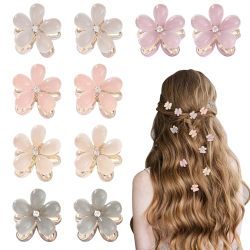 Bekecidi 10 Stück Kristall-Haarspangen, kleine Haarspangen, florale Haarspangen, Modeaccessoires für Damen, Damen, niedliche Mini-Haarspangen für Freizeitkleidung, Party, Hochzeit (5-Farben-Mischung) von Bekecidi