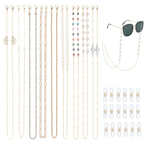 Bekecidi 9 Stück Brillenkette für Damen Brillenband Brillenband Kette Perlenperlen Sonnenbrillenband Brillenbandhalter für Brillenhalter Männer und Frauen von Bekecidi