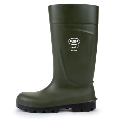 Bekina Agrilite Steplite Easygrip S5 Leichte Sicherheitsstiefel wasserdicht für Herren und Damen, Stahlkappe und Stahlsohle, Arbeitsstiefel für die Landwirtschaft mit rutschfeste Sohle, grün, EU 48 von Bekina