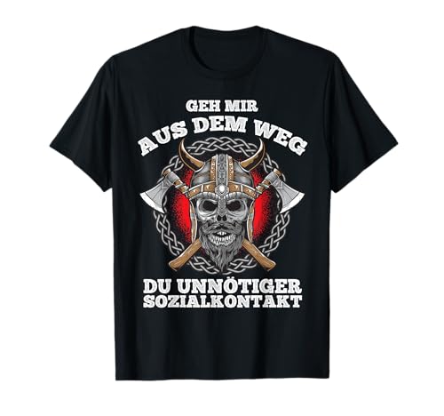 Bekleidung für echte Wikinger und Einzelkämpfer Geh mir aus dem Weg du unnötiger Sozialkontakt Wikinger T-Shirt Schwarz S U-Ausschnitt Klassisch Kurzarm für Damen und Herren Bekleidung für echte Wikinger und Einzelkämpfer Geh mir aus dem Weg du unnötiger Sozialkontakt Wikinger T-Shirt Schwarz S U-Ausschnitt Klassisch Kurzarm für Damen und Herren von Bekleidung für echte Wikinger und Einzelkämpfer