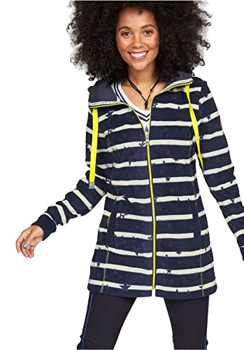 Bekleidung Kangaroos Damen Long Fleecejacke Streifen Fleece Jacke gestreift (32-34, Marine) von Bekleidung