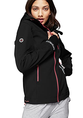 Bekleidung Kangaroos Damen Softshelljacke Softshell Jacke mit Kapuze (Schwarz, 38) von Bekleidung