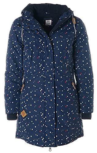 Bekleidung Kangaroos Damen warme Jacke mit Kapuze gefüttert gemustert All Over Print (navy, 38) von Bekleidung