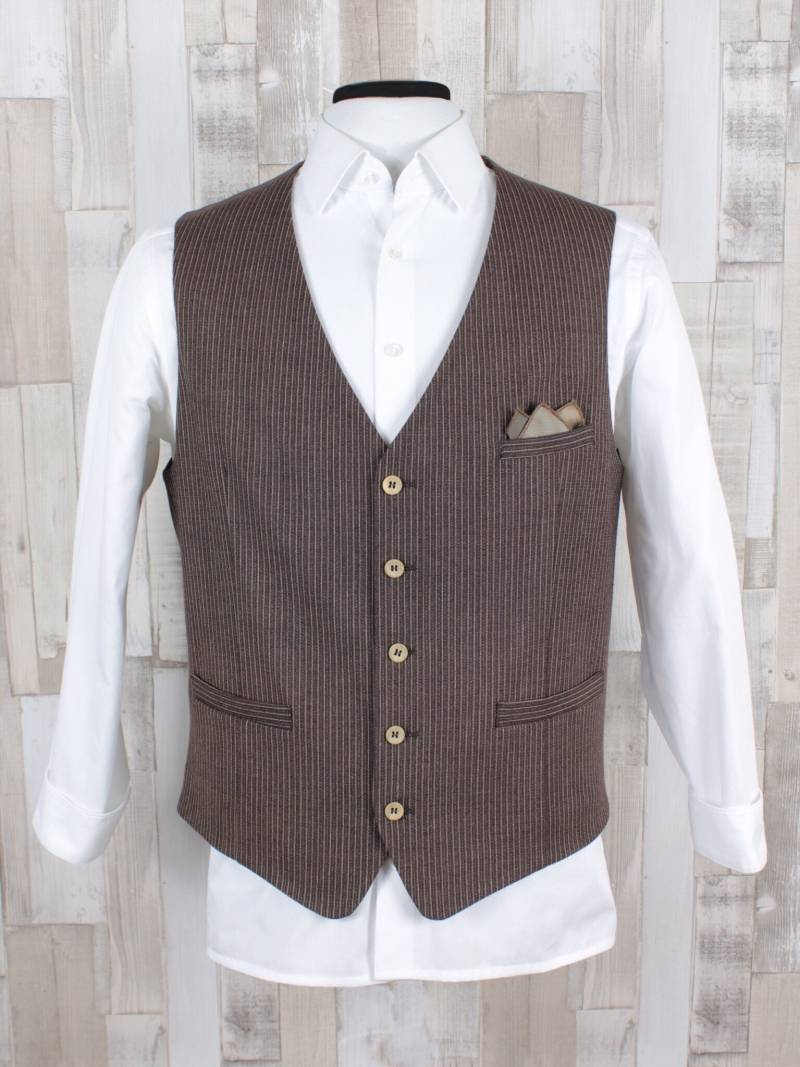 Herrenweste Dkl. Braun, Nadelstreifen von BekleidungGermany