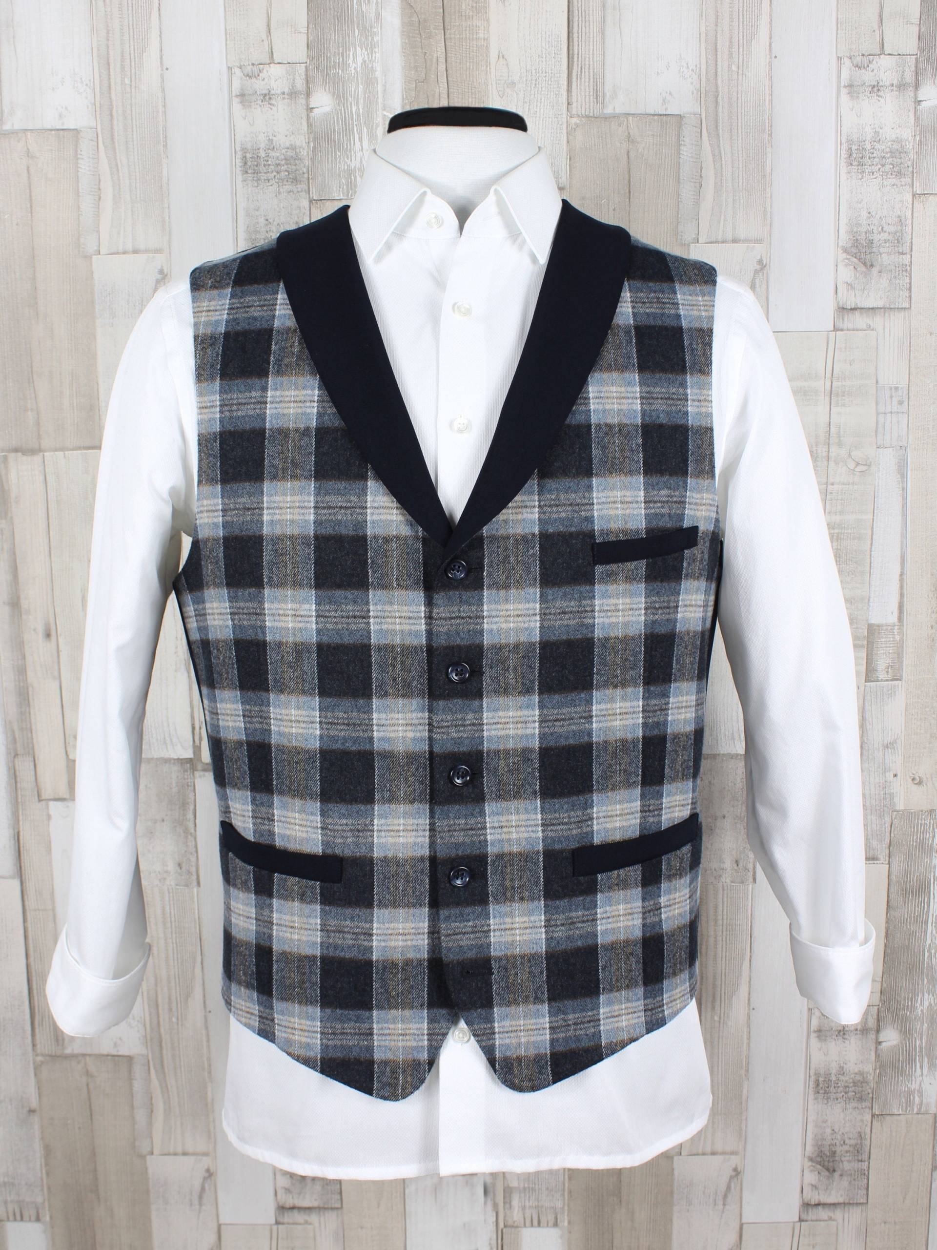 Herrenweste Harry Marine Karo von BekleidungGermany