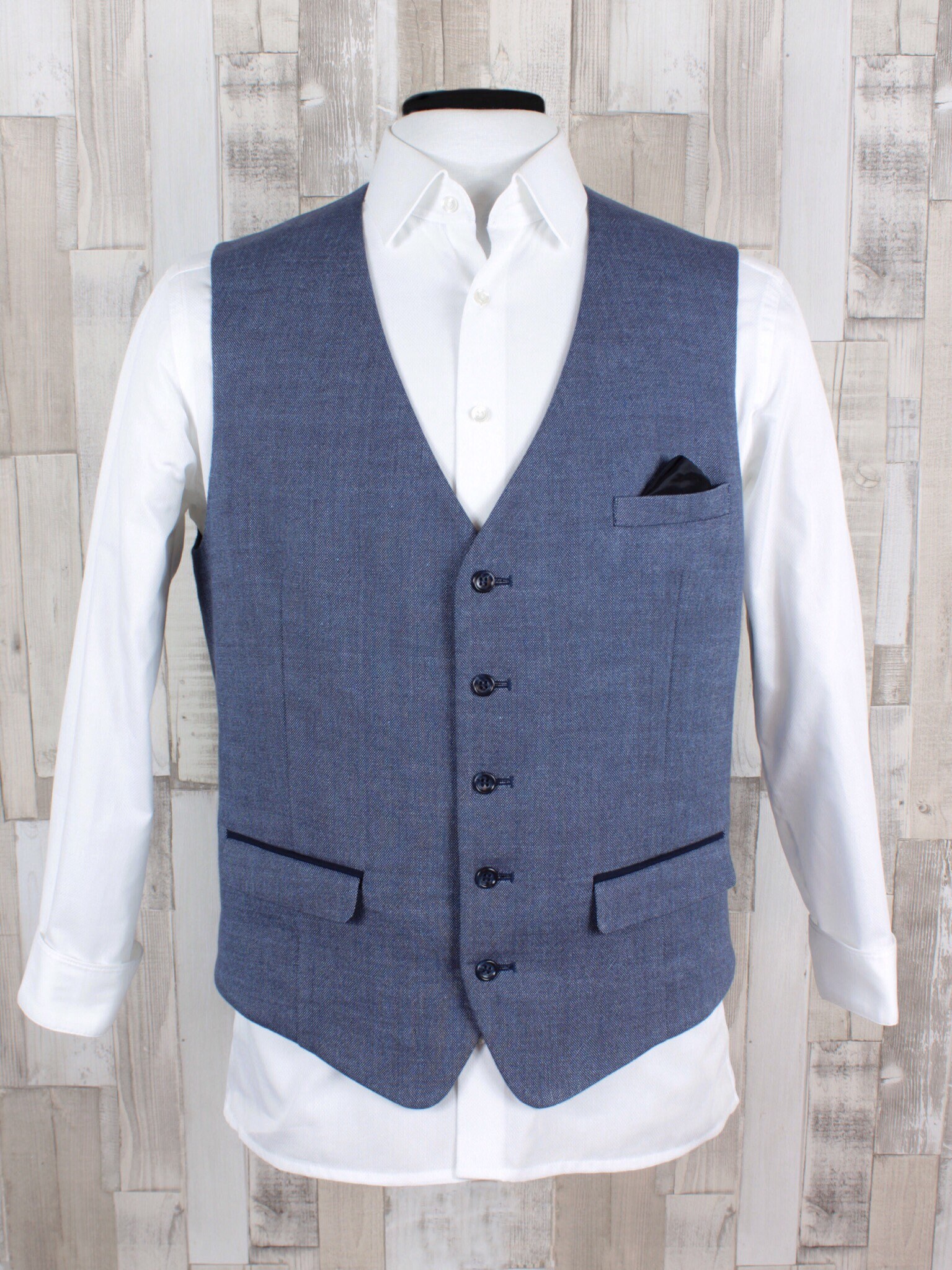 Herrenweste Leinenstruktur Blau von BekleidungGermany