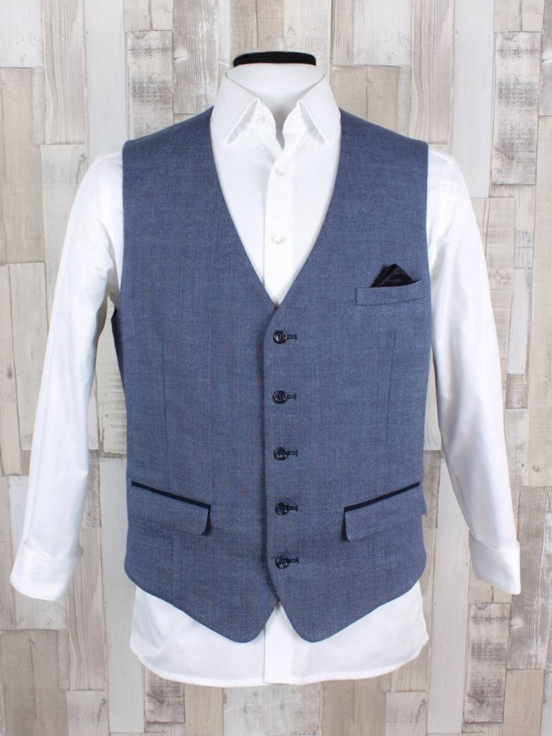 Herrenweste Leinenstruktur Blau Herrenweste Leinenstruktur Blau von BekleidungGermany