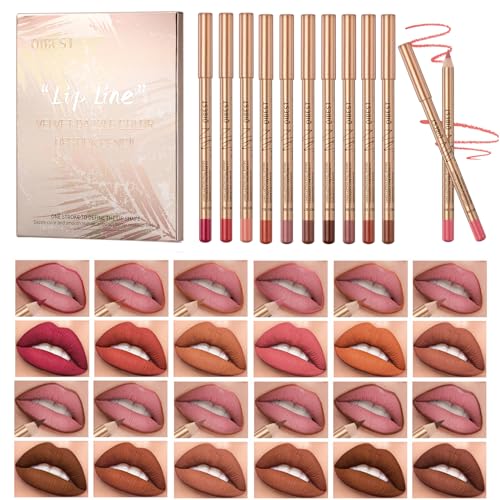 12 Farben Matte Nudetöne lipliner set,Wasserfester Lippenkonturenstift, Plump Lippenform, Nicht verblassender,Langlebiger Lipliner Stift für Frauen von Bekoeen