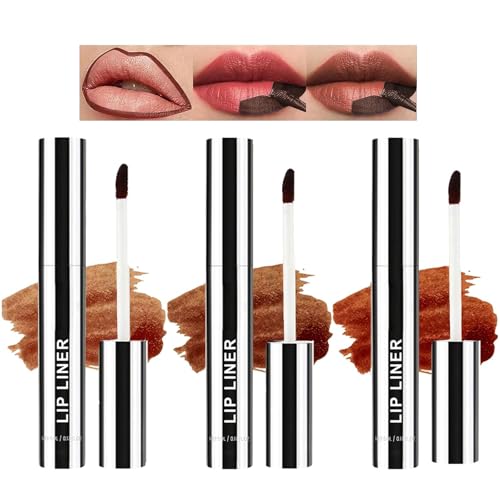 3 Farben Peel Off Lip Stain Set, Lip Liner Peel Off Tattoo Matte Nude Lipgloss, Langlebiger Wasserdichter Peel Off Lipliner, Antihaftbecher Lippenfleck für Frauen Mädchen von Bekoeen