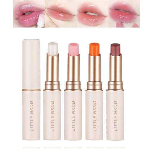 4Pcs Lippenstift Tinted Lip Balm, Lang Anhaltende Feuchtigkeitsspendende Lippenpflege, Magie PH Farbwechsel Gelee Lippenbalsam Für die Reparatur trockener Lippen von Bekoeen