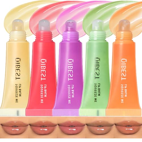 Bekoeen 5PCS Hydrating Lip Gloss,Shiny Lipgloss,Aufpolsternde Lippenöl, Lippenbalsam mit Hyaluronsäure, Mädchen tägliche Lippenpflege von Bekoeen