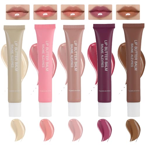 5 Farben Hydrating Lipgloss, Glänzender Aufpolsternder Lip Gloss, Plumping Lip Jam Jelly Lippenstift, Nudefarbener Hochglänzender Lip Oil Lippgloss Lippenpflege von Bekoeen