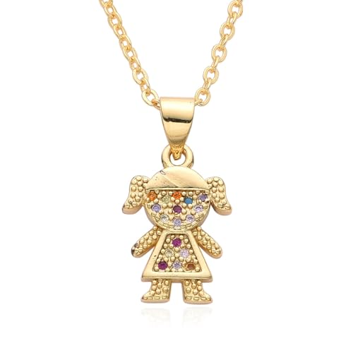 Belachick Gedenken Halskette Ketten Schmuck Herren Frauen Anhänger Necklace Paar Halskette, Jungen Und Mädchen, Micro Intarsien Mit Bunten Zirkon Anhänger Halskette B347 von Belachick