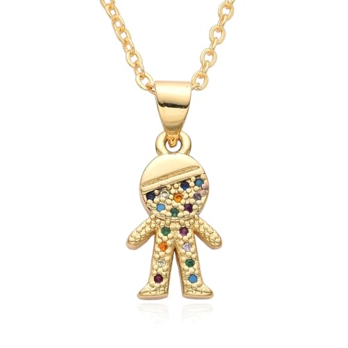 Belachick Gedenken Halskette Ketten Schmuck Herren Frauen Anhänger Necklace Paar Halskette, Jungen Und Mädchen, Micro Intarsien Mit Bunten Zirkon Anhänger Halskette B348 von Belachick