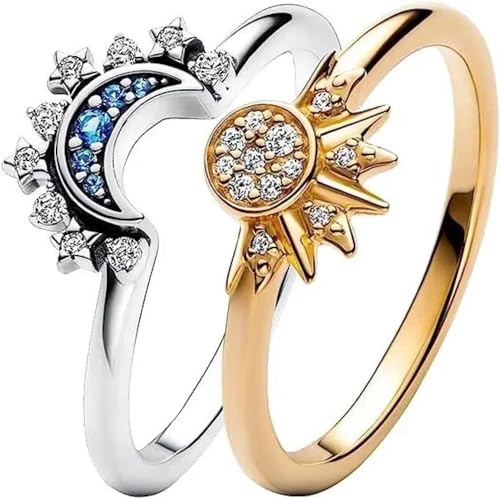 Belachick Klassisch Ring Ringe Damen Bijouterie Herren Himmlischer Blauer Funkelnder Mond, Sonne, Stern, Kristallring Für Damen, Stapelbares Fingerband, Partygeschenke, 10 A Belachick Klassisch Ring Ringe Damen Bijouterie Herren Himmlischer Blauer Funkelnder Mond, Sonne, Stern, Kristallring Für Damen, Stapelbares Fingerband, Partygeschenke, 10 A von Belachick