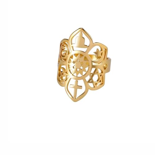 Belachick Klassisch Ring Ringe Damen Bijouterie Herren Lotusblumenring Größenveränderbar Gold Belachick Klassisch Ring Ringe Damen Bijouterie Herren Lotusblumenring Größenveränderbar Gold von Belachick
