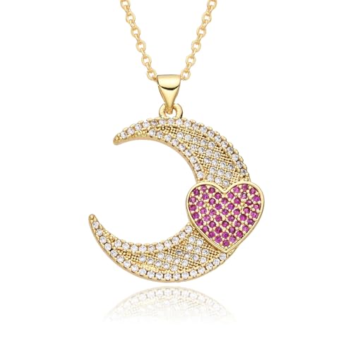 Gedenken Halskette Ketten Schmuck Herren Frauen Anhänger Necklace Hip Hop Halskette Love Moon Anhänger Halskette M072 von Belachick