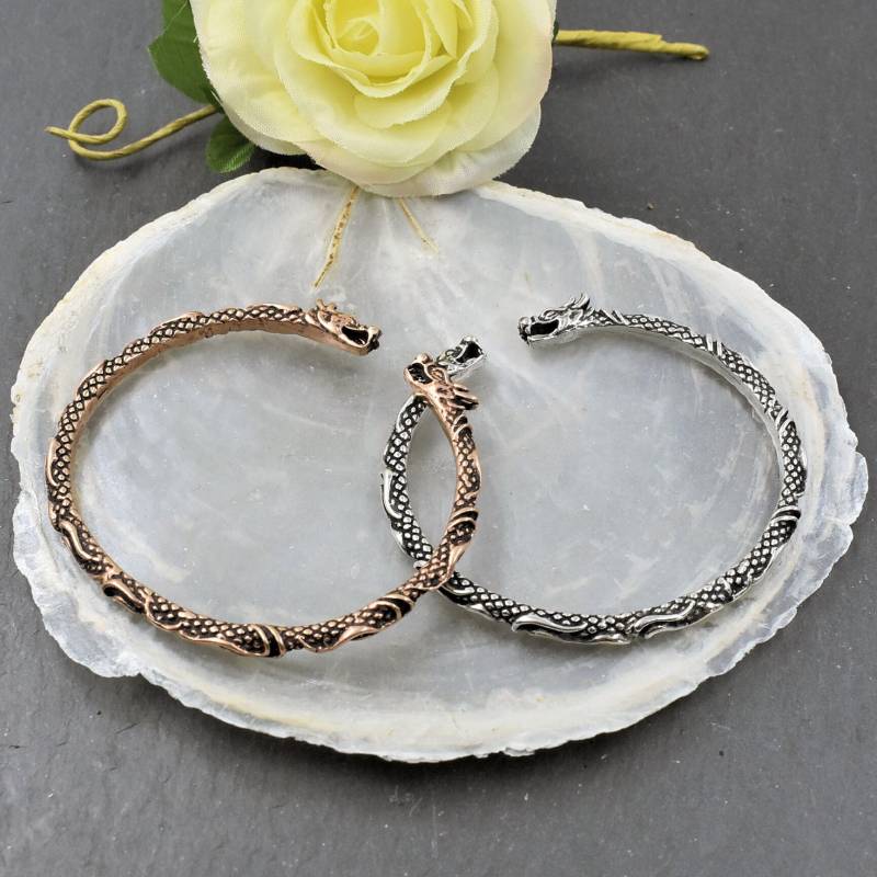 Armreif Mit Drachen, Bronze Oder Silber, Für Wikinger, Armband Drache, Drachen Schmuck, Wikinger 2 Größen von BelanasSchatzkiste