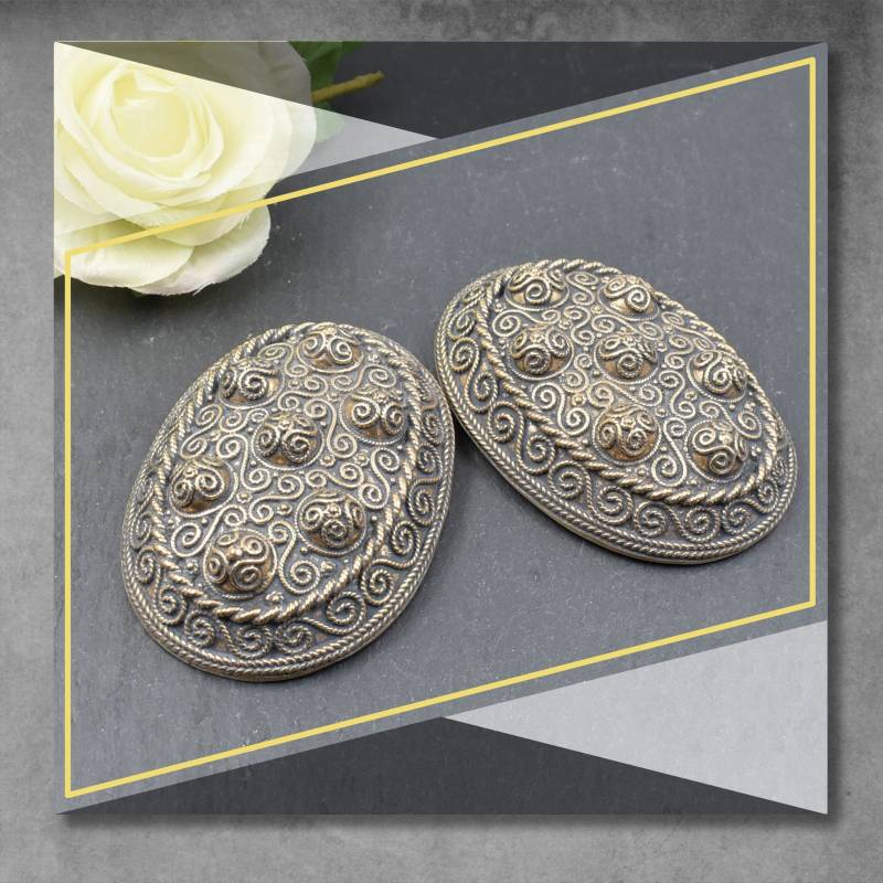 Haithabu Schildkrötfibel Set - Wikinger Ovalfibeln Aus Bronze Replika Ovalspangen Hedeby Größe Ca. 7, 7 X 5, 5, 2, 5 cm von BelanasSchatzkiste