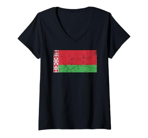 Damen Weißrussland-Flaggen-Grafik für Männer, Frauen, Kinder T-Shirt mit V-Ausschnitt Damen Weißrussland-Flaggen-Grafik für Männer, Frauen, Kinder T-Shirt mit V-Ausschnitt von Belarus Flag Graphic Store