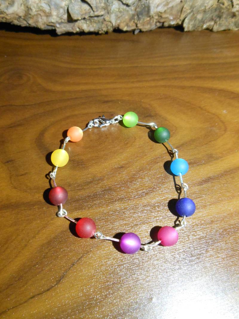 Perlenarmband Polarisgliederarmband 1-Reihig Polaris Armband Regenbogen Bunt von BelasPerlenparadies