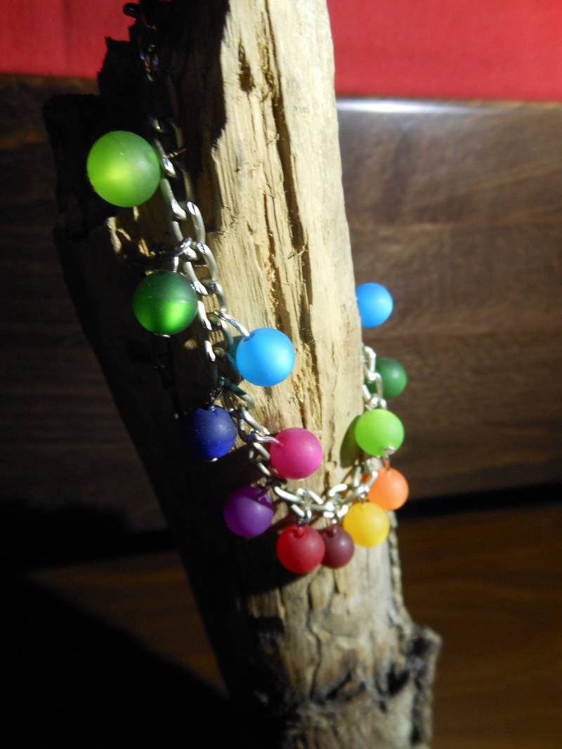 Perlenarmband Polarispanzerarmband 1-Reihig Polaris Armband Regenbogen Bunt von BelasPerlenparadies