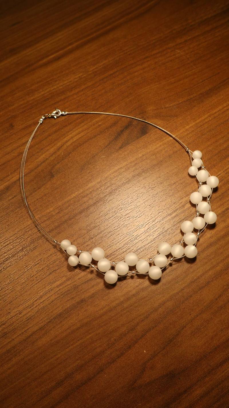 Perlenkette 3-Reihige Weiss Weiß Polariskette Polaris Kette Halskette von BelasPerlenparadies