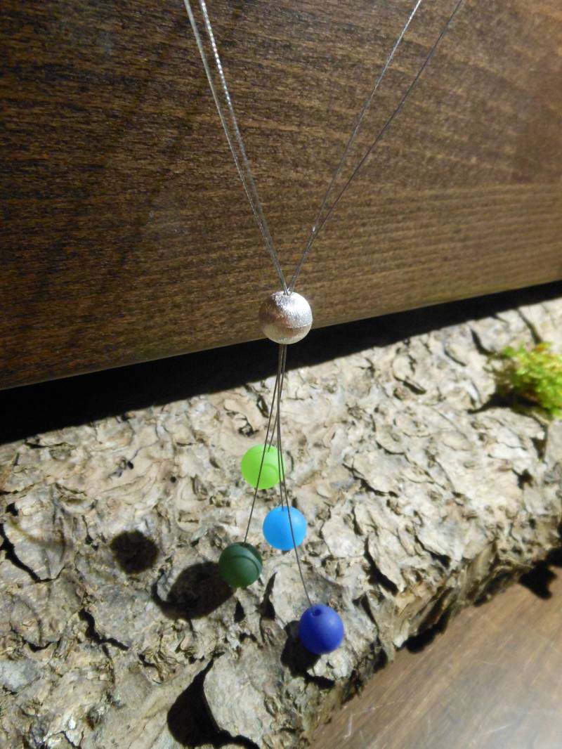 Perlenkette 4-Reihige Y-Kette Blau Grün Polariskette Polaris Kette Halskette von BelasPerlenparadies