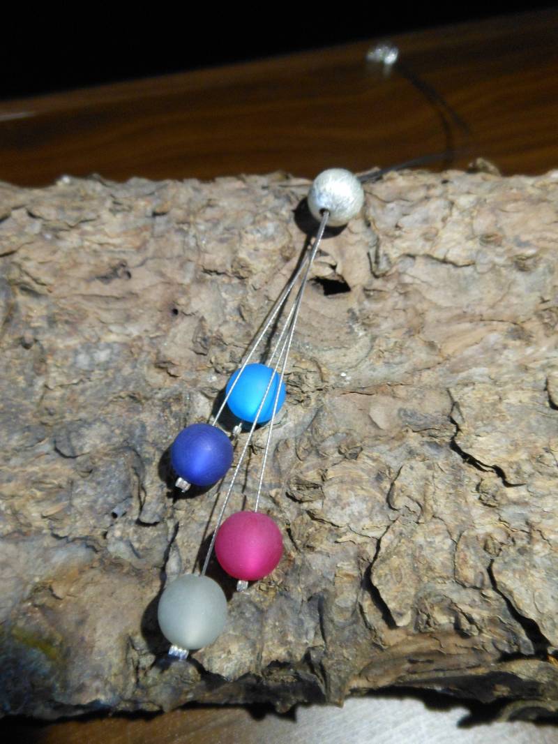 Perlenkette 4-Reihige Y-Kette Blau Lila Grau Polariskette Polaris Kette Halskette von BelasPerlenparadies