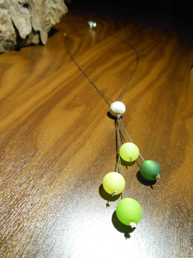 Perlenkette 4-Reihige Y-Kette Grün Polariskette Polaris Kette Halskette von BelasPerlenparadies