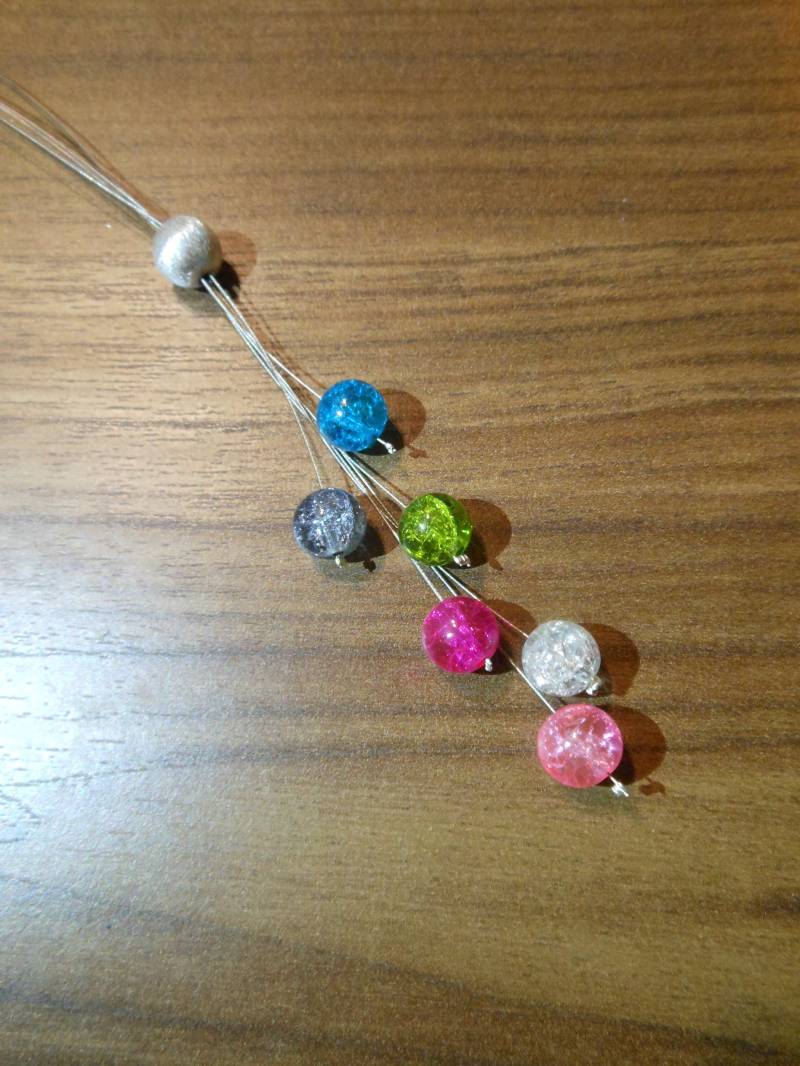 Perlenkette 6-Reihige Y-Kette Lila Grau Grün Schwarz Glaskette Kette Halskette Bunt von BelasPerlenparadies