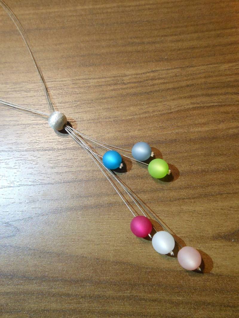 Perlenkette 6-Reihige Y-Kette Regenbogen Polariskette Polaris Kette Halskette Bunt von BelasPerlenparadies