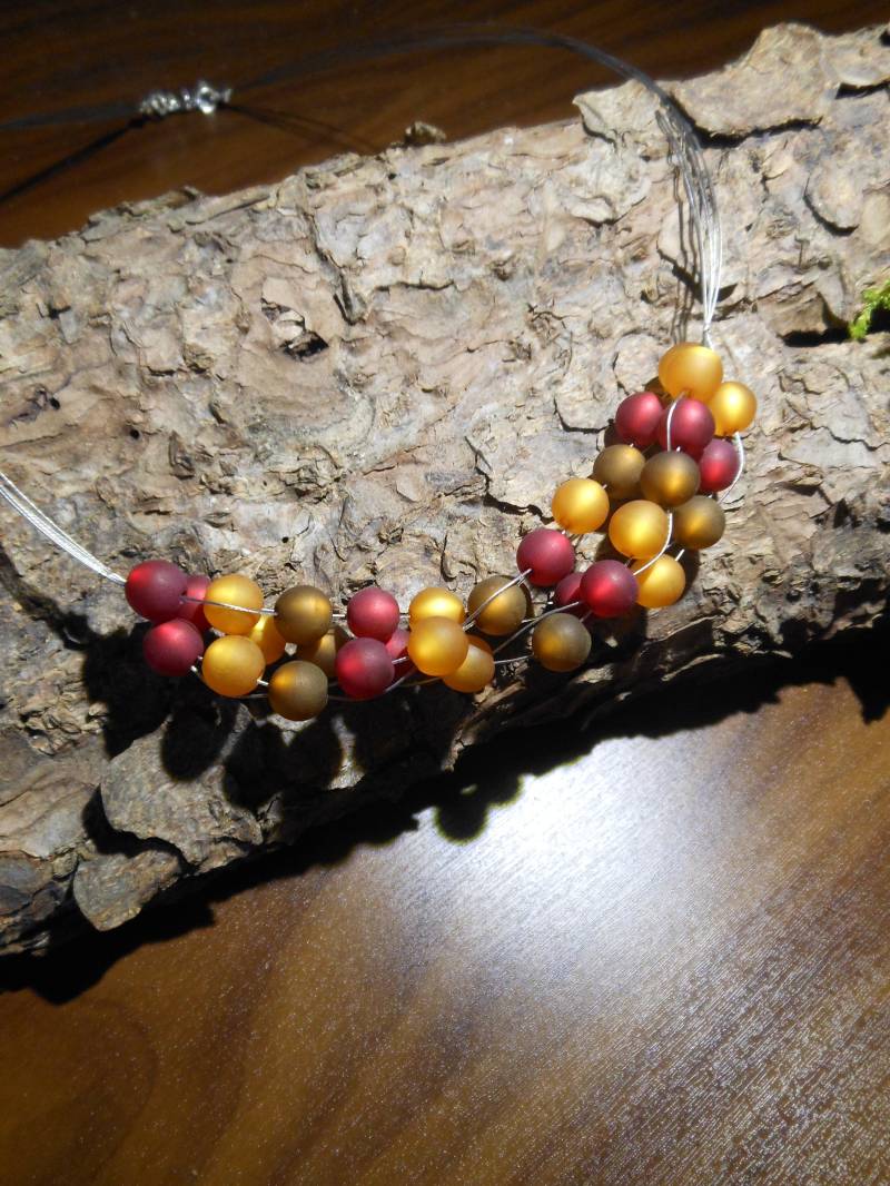 Perlenkette Gedrehte 6-Reihige Braun Rot Polariskette Polaris Kette Halskette von BelasPerlenparadies