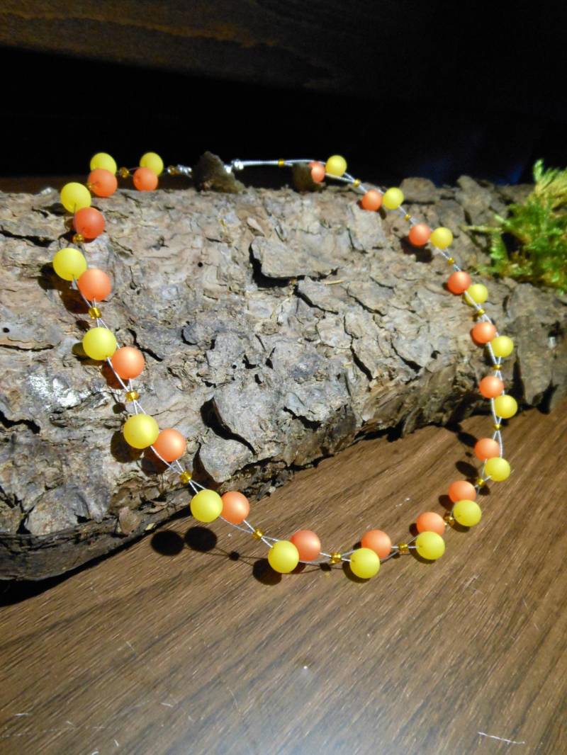 Perlenkette Gelb Orange Polariskette Halskette Polaris Kette von BelasPerlenparadies