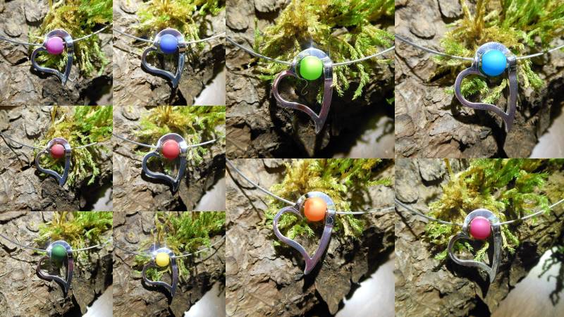 Perlenkette Herz Anhänger Stahlcollier Polaris Kette Perlen Gelb Rot Blau Grün Lila Perlenkette Herz Anhänger Stahlcollier Polaris Kette Perlen Gelb Rot Blau Grün Lila von BelasPerlenparadies
