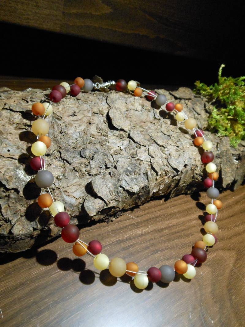 Perlenkette Polaris Kette Regenbogen Collier Halskette Bunt von BelasPerlenparadies