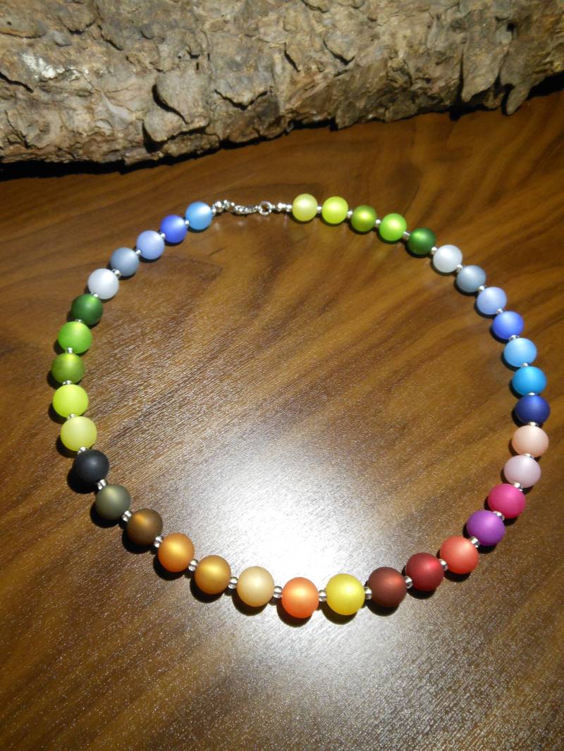 Perlenkette Polaris Kette Regenbogen Collier Halskette Bunt von BelasPerlenparadies