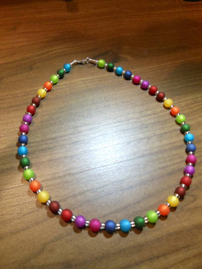 Perlenkette Polaris Kette Regenbogen Collier Halskette Bunt von BelasPerlenparadies