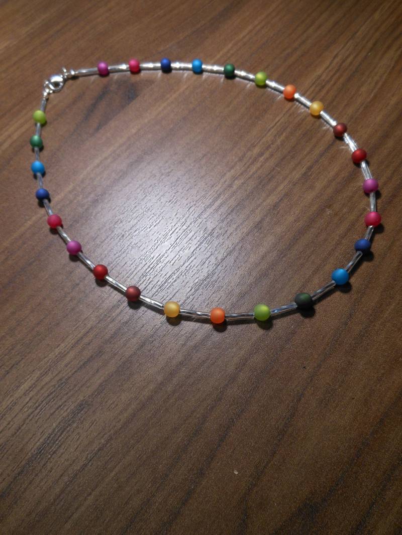 Perlenkette Polaris Kette Regenbogen Collier Halskette Bunt von BelasPerlenparadies