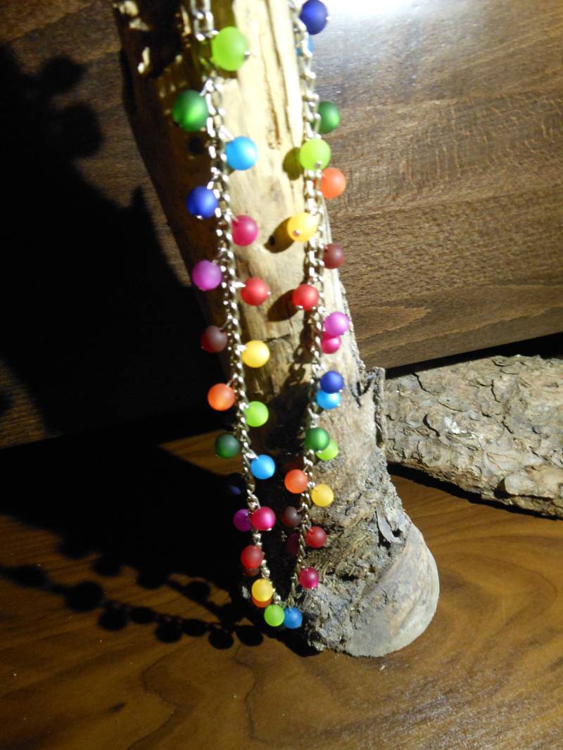 Perlenkette Polaris Kette Regenbogen Collier Halskette Bunt von BelasPerlenparadies