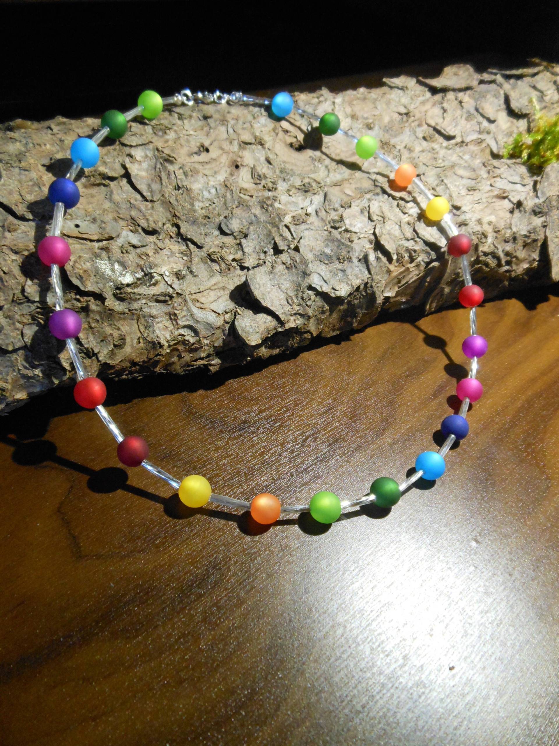 Perlenkette Polaris Kette Regenbogen Collier Halskette Bunt von BelasPerlenparadies