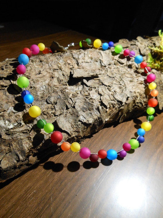 Perlenkette Polarisperlenkette Polaris Kette Halskette Regenbogen Bunt von BelasPerlenparadies