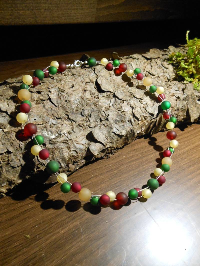 Polaris Kette Braun Grün Rot Collier Halskette Polaris Kette Braun Grün Rot Collier Halskette von BelasPerlenparadies